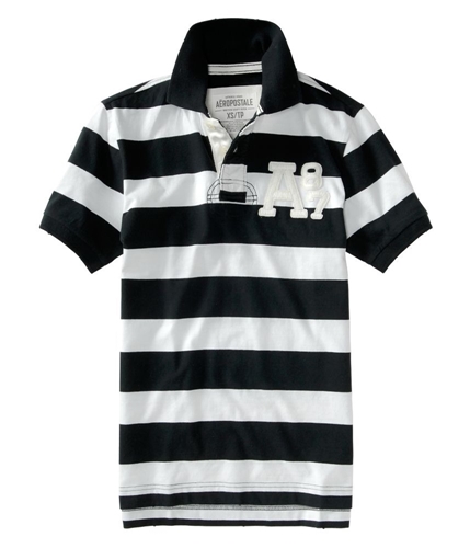 Aeropostale Mens A87 Stripe Rugby Polo Shirt black XS