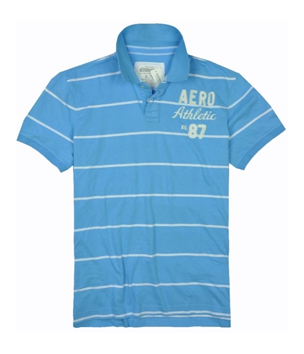 Aeropostale Mens Stripe Athletic 87 Rugby Polo Shirt sportyblue XL