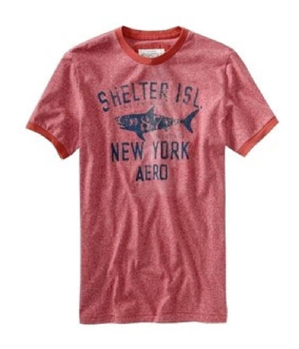 Aeropostale Mens Shelter Island Shark Graphic T-Shirt red 2XL