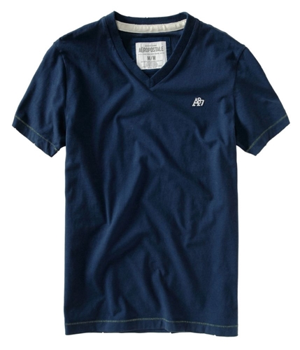 Aeropostale Mens V-neck Solid A87 Logo Graphic T-Shirt navyblue XS