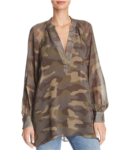 Joie Womens Camouflage Pullover Blouse green L