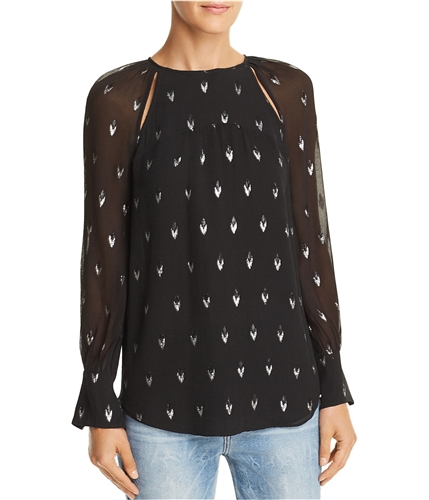 Joie Womens Metallic Pullover Blouse black XXS