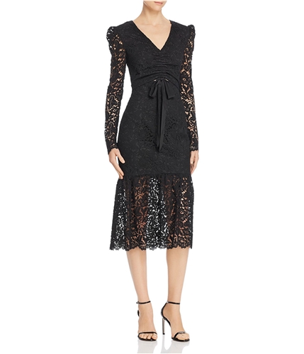 Rebecca Vallance Womens Ruched Lace Midi Dress black 8