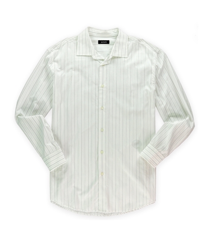 Alfani Mens Striped Button Up Dress Shirt whitepure L
