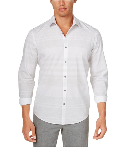 Alfani Mens Stripe LS Button Up Shirt brightwhite 2XL