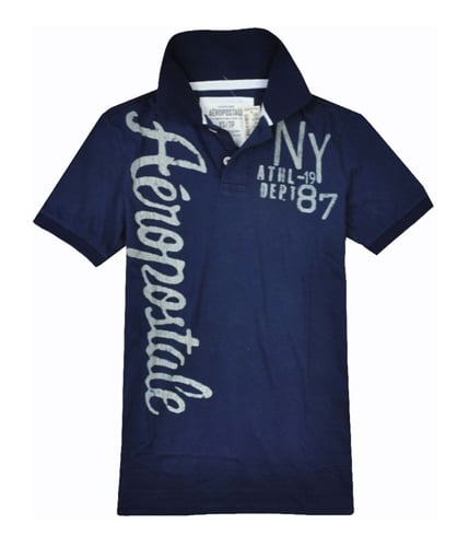 Aeropostale Mens Graphic Ny Athl-dep. Rugby Polo Shirt navyblue XS
