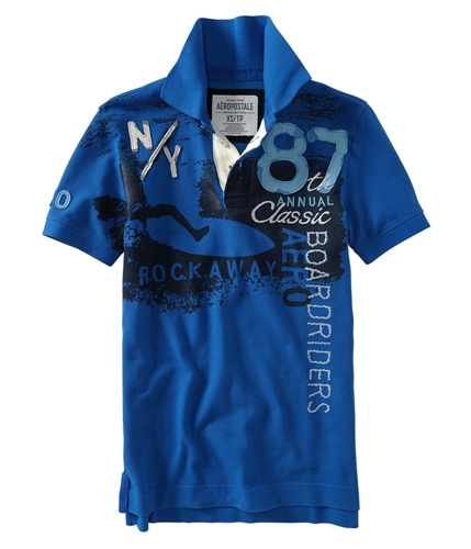 Aeropostale Mens 87 Classic Board Rugby Polo Shirt activeblue S