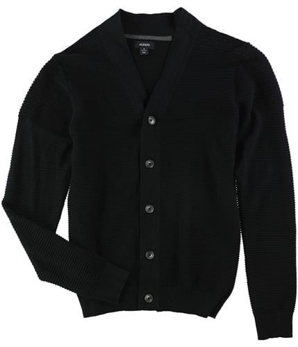 Alfani Mens Ribbed Cardigan Sweater deepblack S