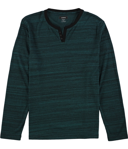 Alfani Mens Textured Henley Shirt emeraldteal S