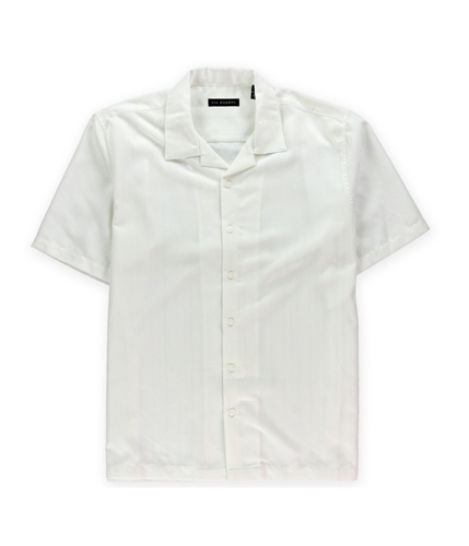 Via Europa Mens Textured Camp Button Up Shirt whitepure L