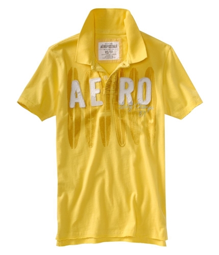 Aeropostale Mens Surf Rider Jersey Rugby Polo Shirt lemonzestyellow XS