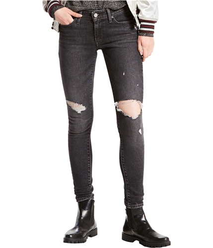 Levis Womens Distressed Skinny Fit Jeans black 26x30