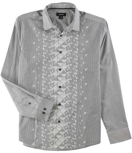 Alfani Mens Striped Button Up Shirt brightwhite S