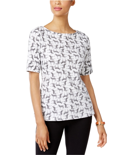 Karen Scott Womens Zebra Graphic T-Shirt brightwhite L