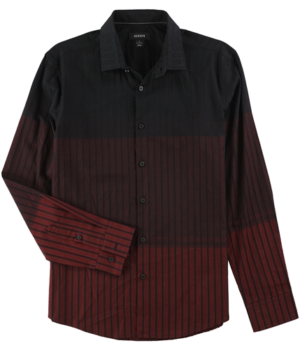 Alfani Mens Ombre Stripe Button Up Shirt deepblack S
