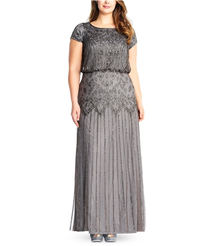 Buy a Adrianna Papell Womens Bead Illusion Blouson Gown Dress