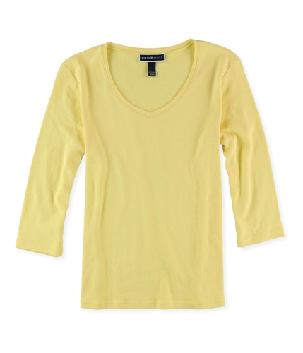 Karen Scott Womens Solid Basic T-Shirt lemontwist L