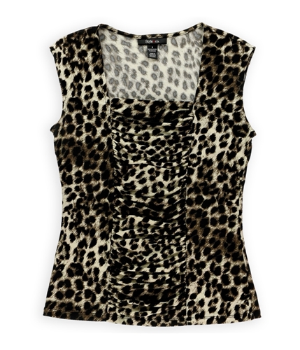Style&co. Womens Leopard Ruched Vest Blouse catsafari S