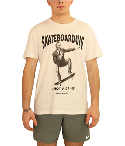 Elevenparis Mens Nobama Skateboarding Graphic T-Shirt white S