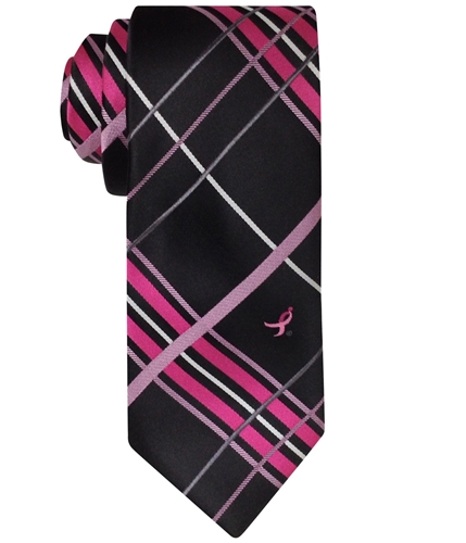 Susan G. Komen Mens Plaid With Lapel Pin Self-tied Necktie black One Size
