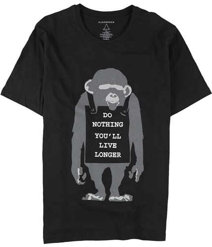 Elevenparis Mens Do Nothing You'll Live Longer Graphic T-Shirt black S
