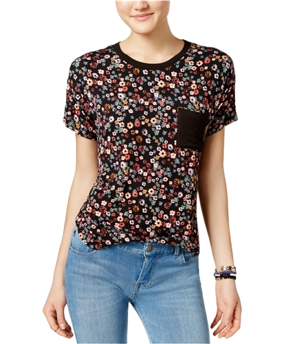Belle du Jour Womens Contrast Pocket Basic T-Shirt fxtblkburnt S