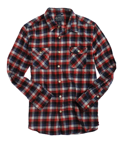 American Rag Mens Varsity 9 Flannel Button Up Shirt redcombo XL