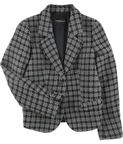 Armani Womens Diamond One Button Blazer Jacket gray 48