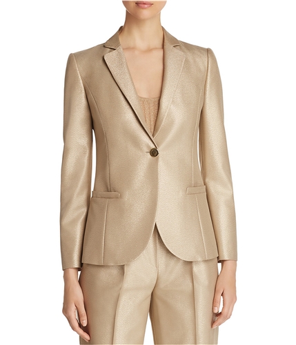 Armani Womens Metallic One Button Blazer Jacket gold 46