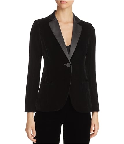 Armani Womens Velvet One Button Blazer Jacket black 40