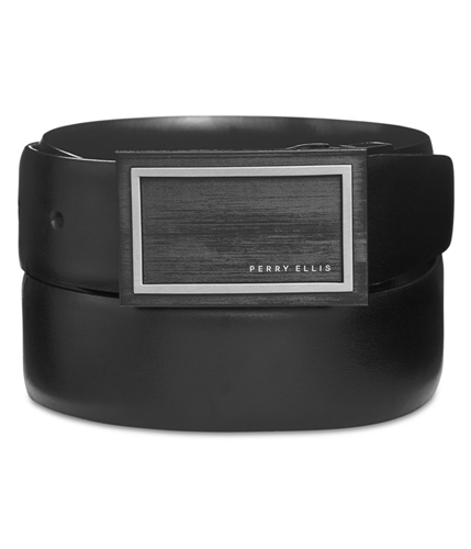 Perry Ellis Mens Leather Belt blk20 32