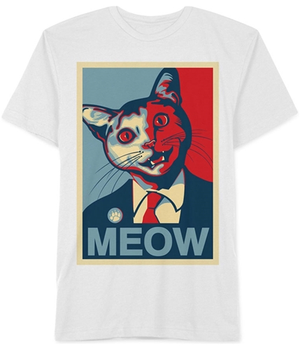 Jem Mens Cat Pop Graphic T-Shirt white M