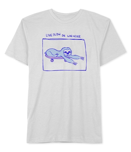 Hybrid Mens Live Slow Sloth Graphic T-Shirt white L