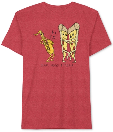 Jem Mens Sax, Hugs And Pizza Graphic T-Shirt redheather S