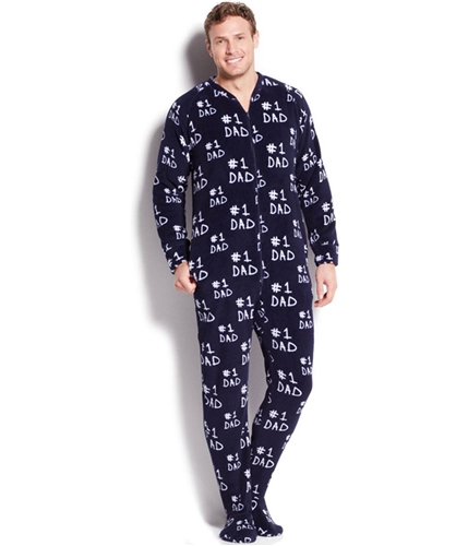 Club Room Mens Novelty Print #1 Dad Pajama Footies navy S