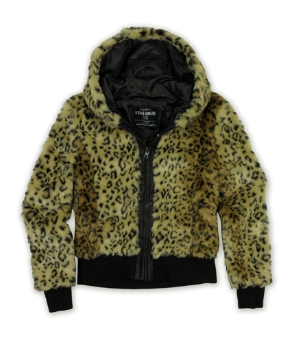 Ecko Unltd. Womens Faux Fur Cropped Jacket animal XS