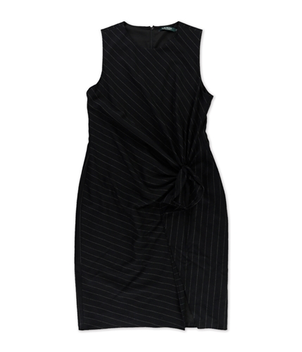 Ralph Lauren Womens Pinstripe Wrap Dress blkcream 12