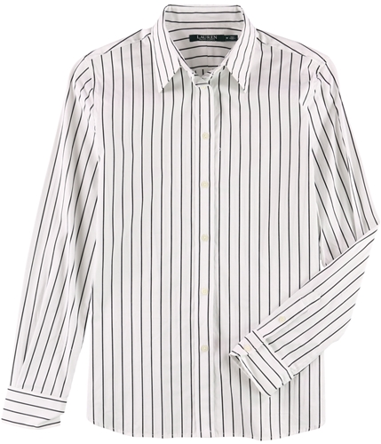 Ralph Lauren Womens Striped Button Up Shirt whiteblk M