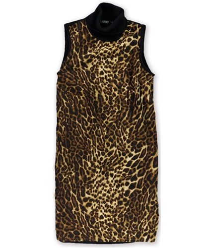 Ralph Lauren Womens Cheetah Sheath Dress black S