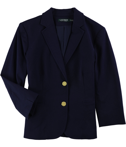 Ralph Lauren Womens Twill Two Button Blazer Jacket navy 12