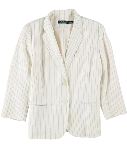 Ralph Lauren Womens Pinstripe Two Button Blazer Jacket whiteblk 2