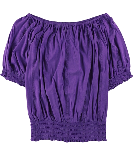 Ralph Lauren Womens Smocked Knit Blouse lilac M