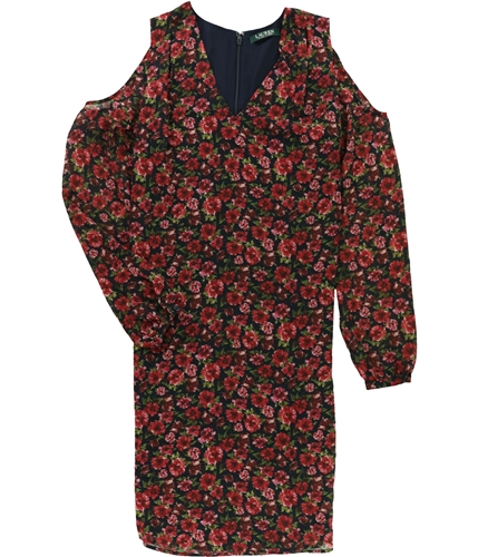 Ralph Lauren Womens Floral A-line Cold Shoulder Dress nvrd 4