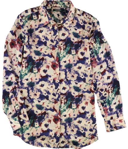 Ralph Lauren Womens Relaxed Fit Floral Print Button Up Shirt pinkoverflower S
