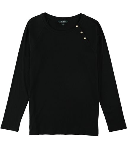 Ralph Lauren Womens Button-Shoulder Basic T-Shirt poloblack L