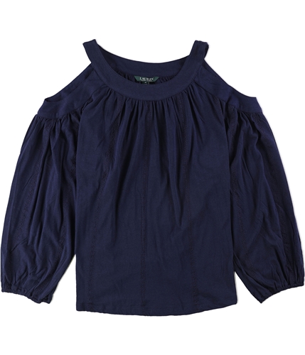 Ralph Lauren Womens Cutout-Shoulder Jersey Basic T-Shirt navy S