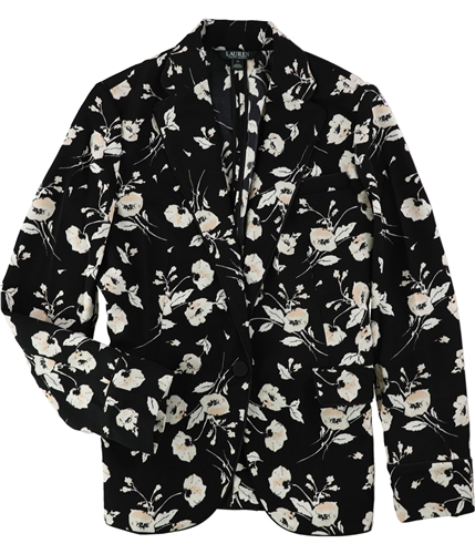 Ralph Lauren Womens Floral One Button Blazer Jacket black 4