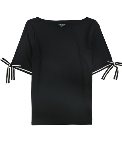 Ralph Lauren Womens Ezpelita Tie Sleeve Pullover Blouse black XS