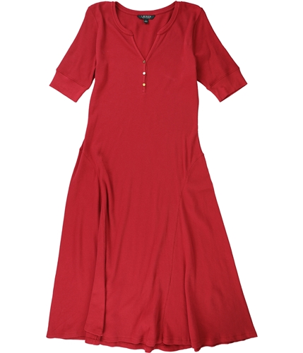 Ralph Lauren Womens Solid Midi Dress red S