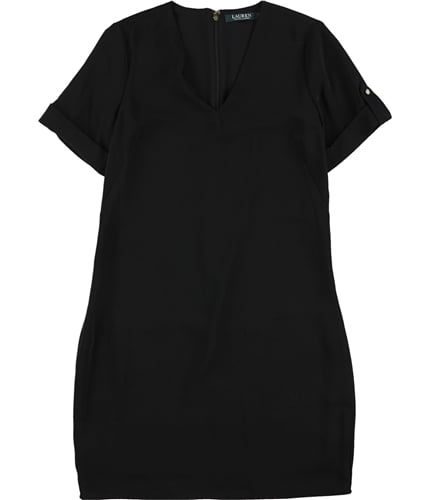 Ralph Lauren Womens Short Sleeve Sheath Dress black 0